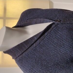 1901 mens black and blue cotton blend shawl neck cardigan sweater. Medium